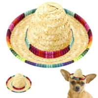 Chapéu de palha estilo mexicano ajustável para Chihuahua