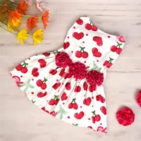Vestido amoroso sem mangas com corações, cerejas, flores